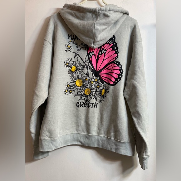 Pacific and Co. Women's Grey and Pink Hoodie zipper sweater size Large - Picture 2 of 7